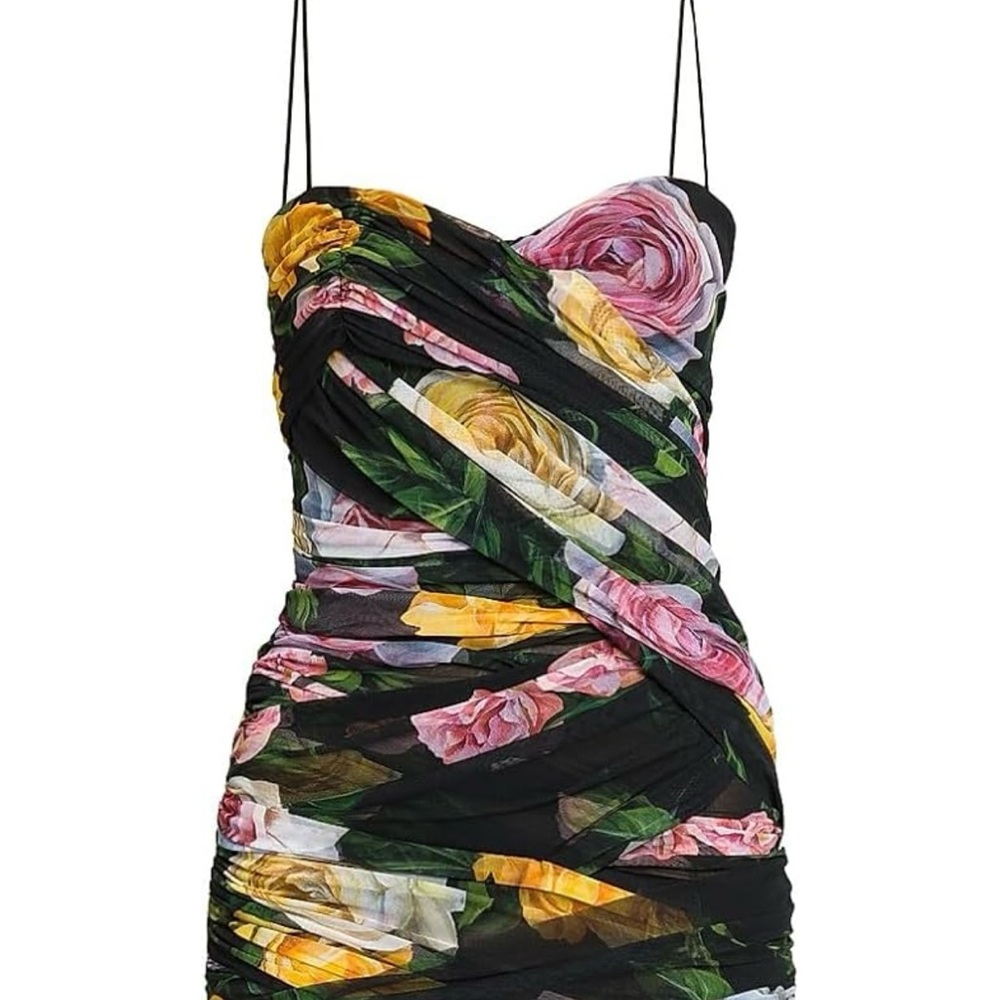 Dolce & Gabbana Floral Mini Dress - Black, Pink, Yellow